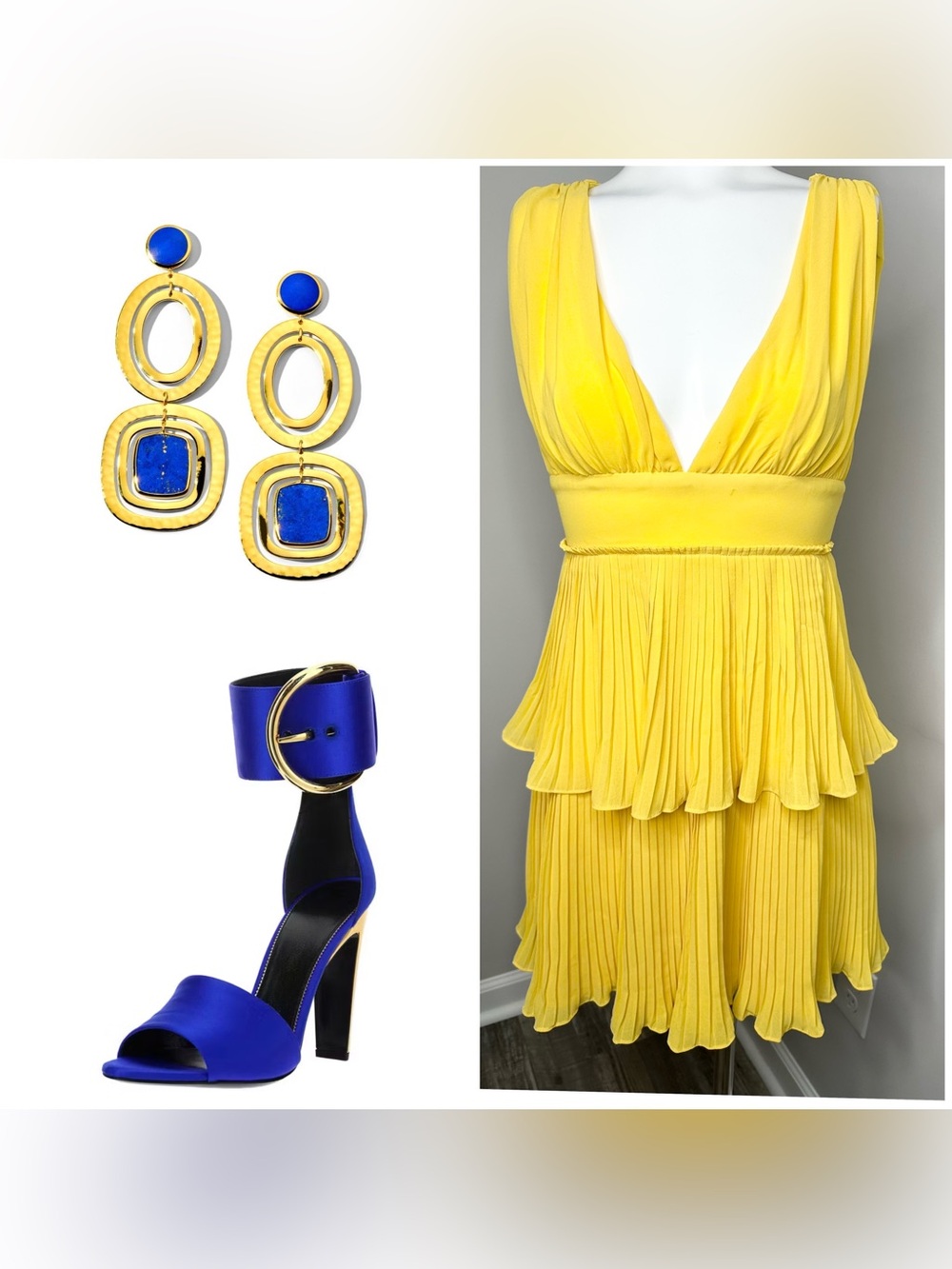 Lulus Yellow Pleated Short Dress  Small-Preloved